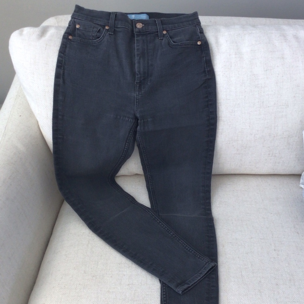 7 For All Mankind Dark Gray High Rise Jeans